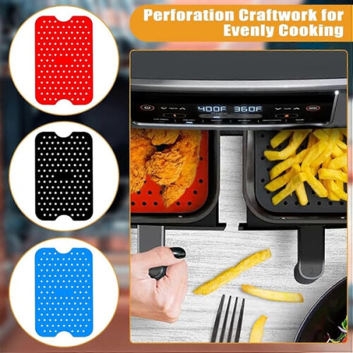Silikon-Doppelkorb-Set für Heißluftfritteusen, 4er-Pack 1