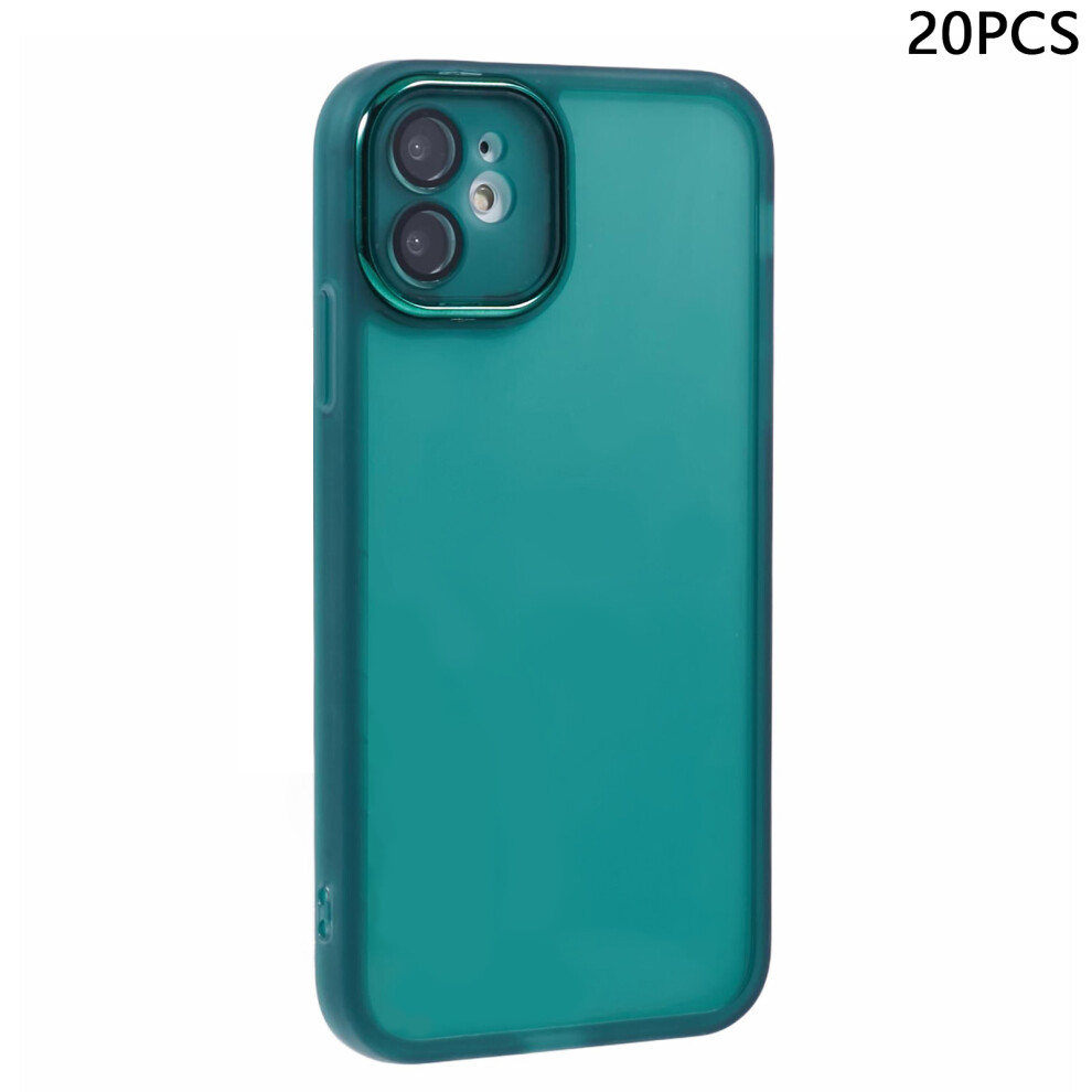 (Transparent ) Bulk Purchasing 20Pcs For Iphone 11 Case Electroplated Camera Frame Tpu Phone Cover Precise Cutouts Green 6914290556663