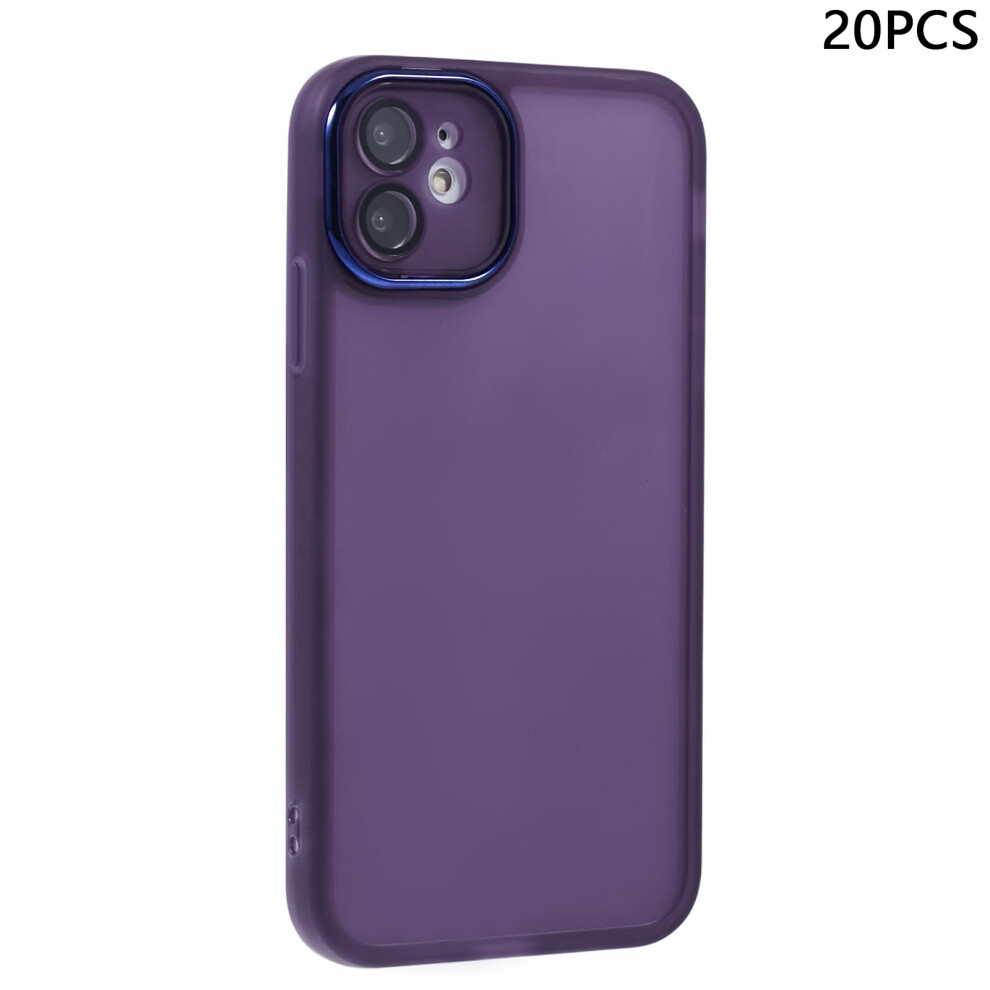 (Transparent ) Bulk Purchasing 20Pcs For Iphone 11 Case Electroplated Camera Frame Tpu Phone Cover Precise Cutouts Purple 6914295713566