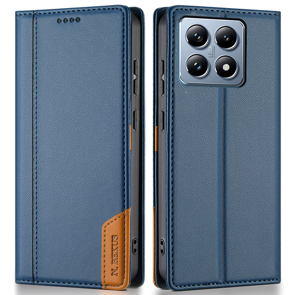 (Blue) N.bekus P3 For Xiaomi 14T Pro Case Rfid Blocking Wallet Stand Pu Leather Flip Phone Cover Blue 6914292490057