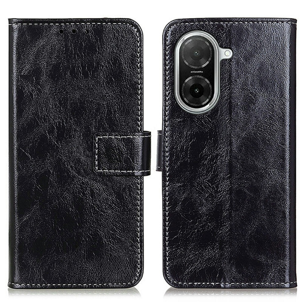 (Black) For Xiaomi Redmi A5 4G (171.7Mm) / Poco C71 4G Case Wallet Leather Phone Cover Crazy Horse Texture Black 6914297637891