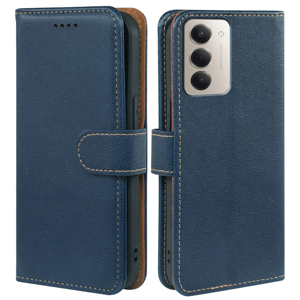 (Blue) For Xiaomi Redmi 15 5G (Global) (169Mm) Case Rfid Blocking Wallet Litchi Texture Leather Phone Cover Magnetic Clasp Blue 6914298335611