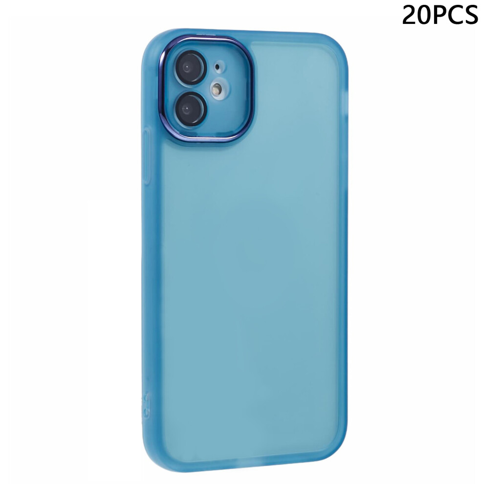 (Transparent ) Bulk Purchasing 20Pcs For Iphone 11 Case Electroplated Camera Frame Tpu Phone Cover Precise Cutouts Blue 6914293964953