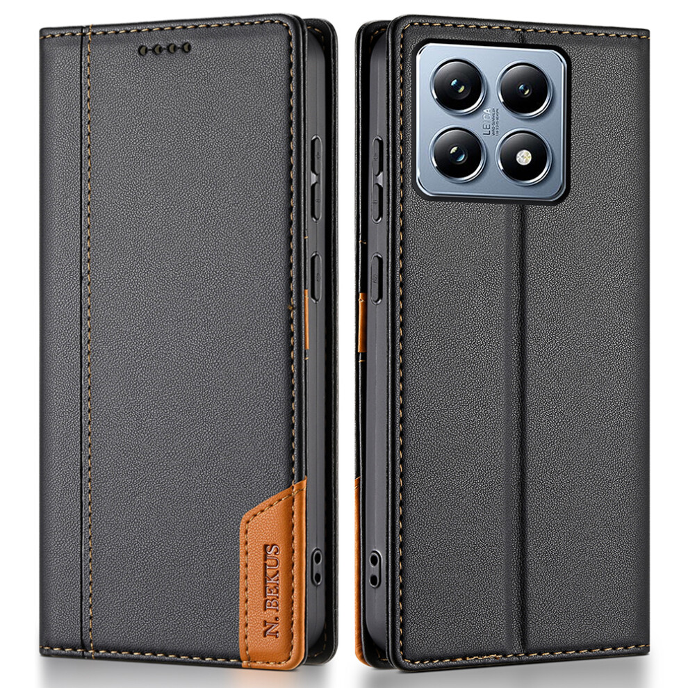 (Black) N.bekus P3 For Xiaomi 14T Case Rfid Blocking Wallet Stand Pu Leather Flip Phone Cover Black 6914290330669