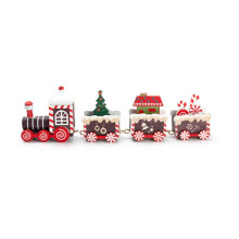 Décorations de Noël en bois représentant un train avec bonhomme de neige, bonhomme en pain d'épice et renne - Idéal pour décorer une fête de