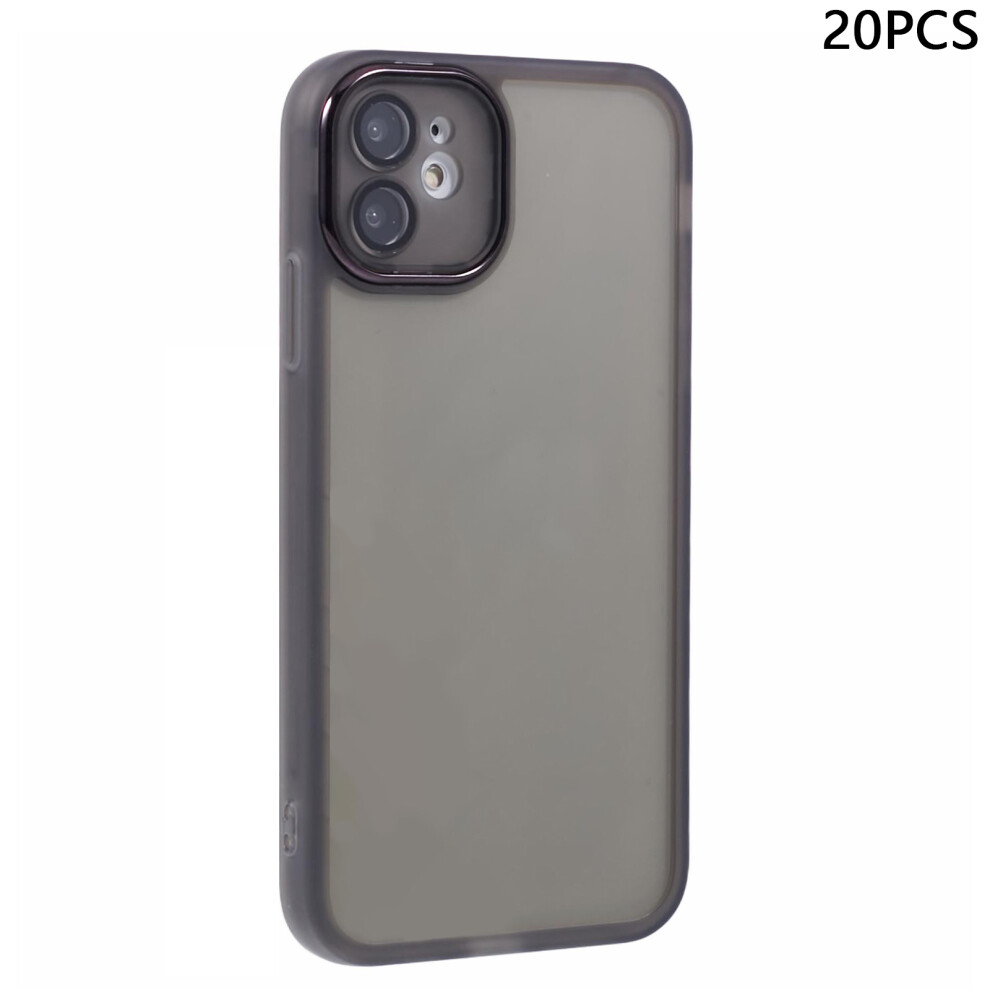 (Transparent ) Bulk Purchasing 20Pcs For Iphone 11 Case Electroplated Camera Frame Tpu Phone Cover Precise Cutouts Black 6914294934498