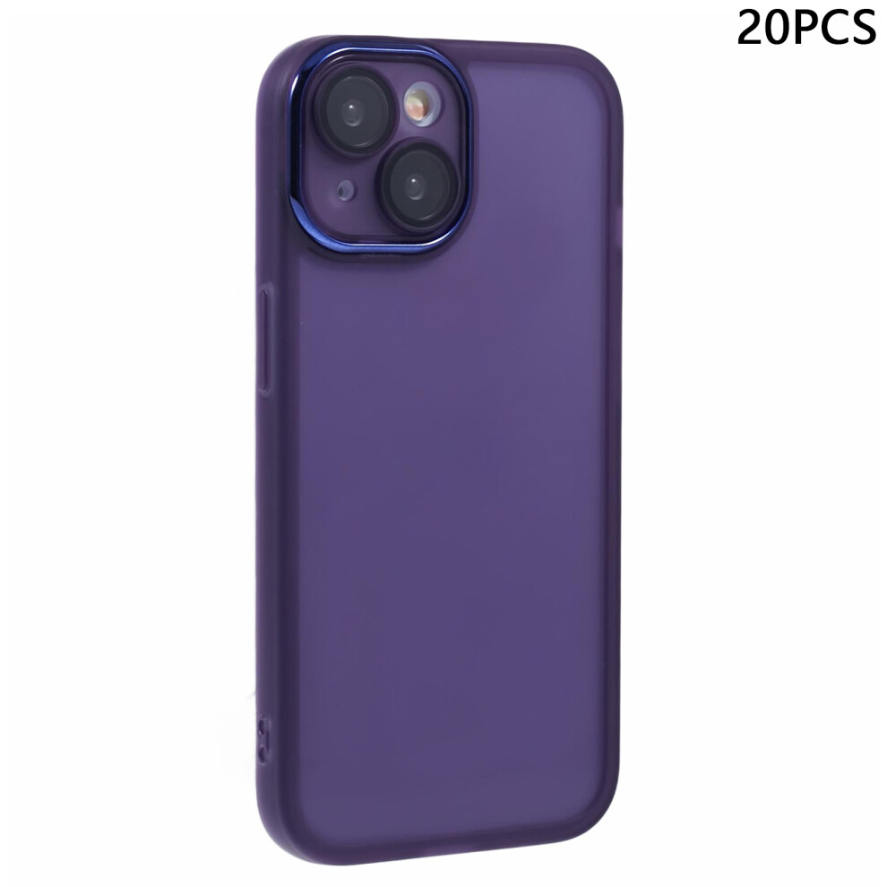 (Transparent ) Bulk Purchasing 20Pcs For Iphone 13 Case Electroplated Camera Frame Tpu Phone Cover Precise Cutouts Purple 6914292359507