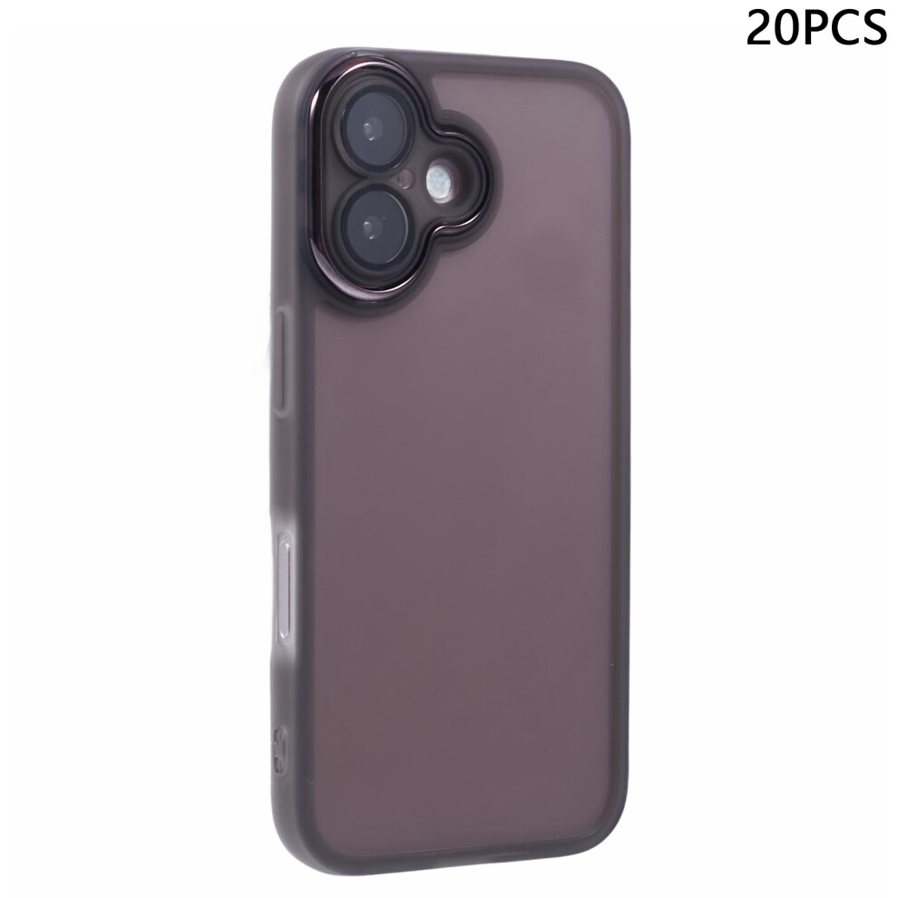 (Transparent ) Bulk Purchasing 20Pcs For Iphone 16 Case Electroplated Camera Frame Tpu Phone Cover Precise Cutouts Black 6914294569218