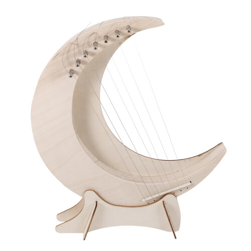 Lyre Harp Moon-Shaped Wooden 7-String Beginner Instrument