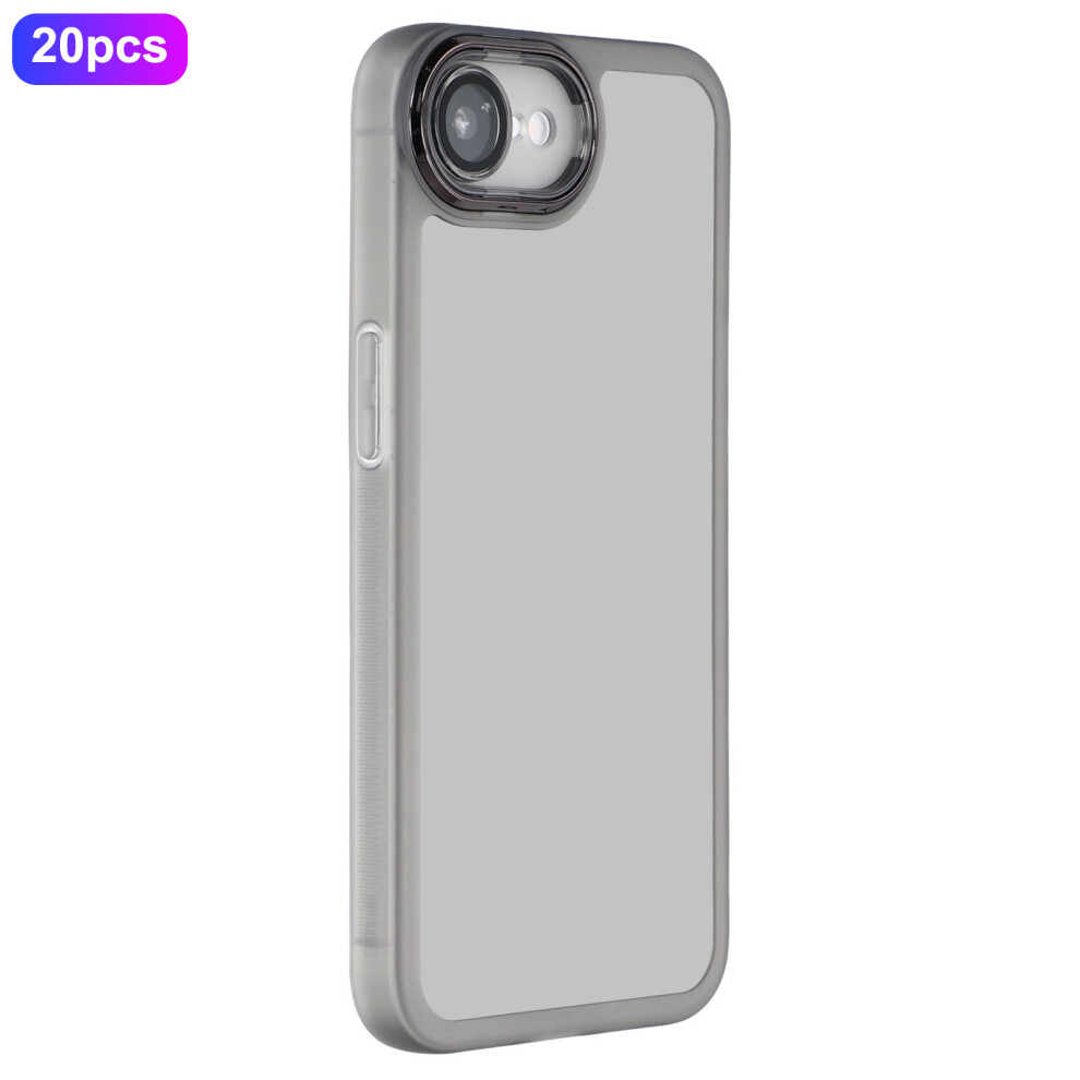 (Transparent ) Bulk Purchasing 20Pcs For Iphone 17E / 16E Case Electroplated Camera Frame Tpu Phone Cover Precise Cutouts Black 6914297479460