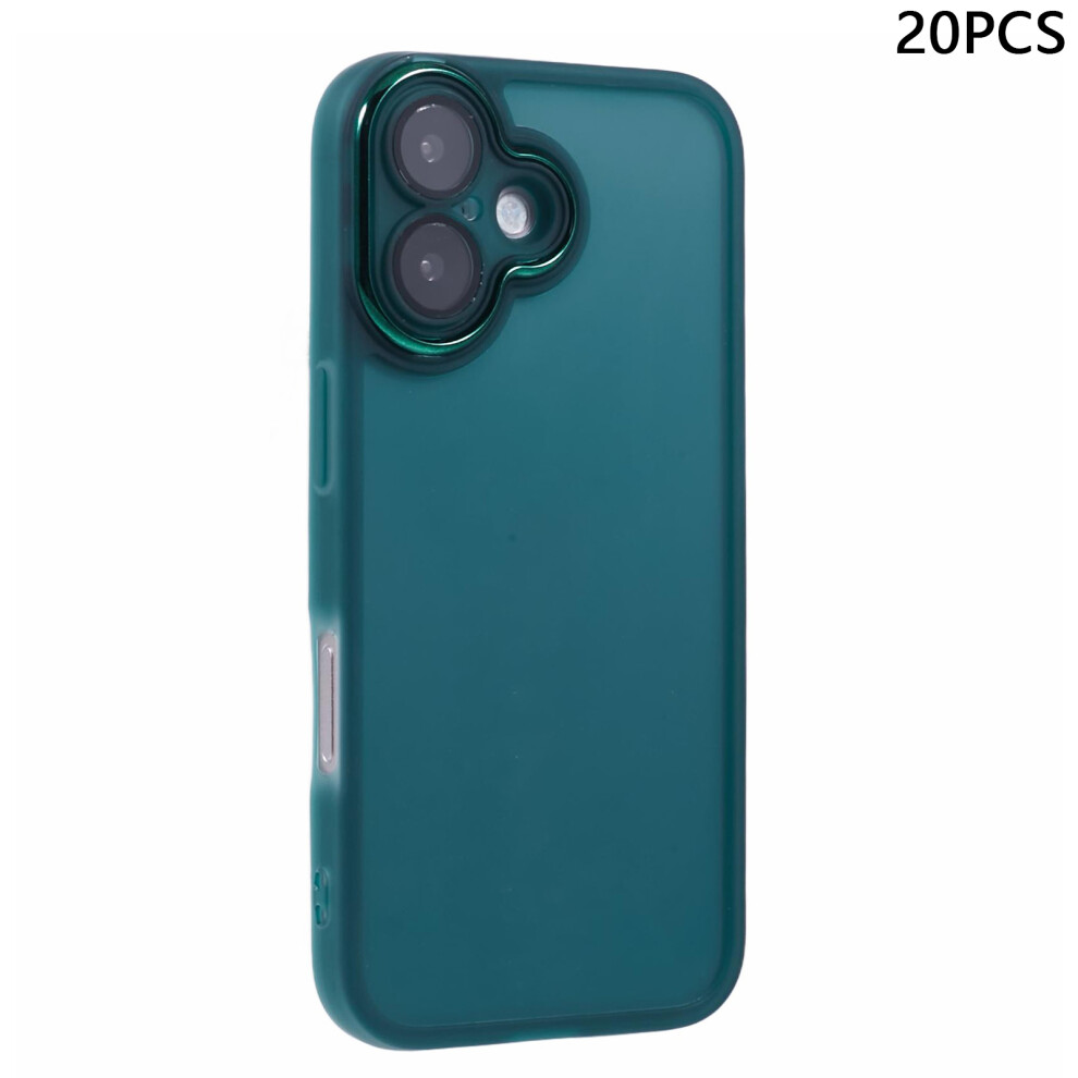 (Transparent ) Bulk Purchasing 20Pcs For Iphone 16 Case Electroplated Camera Frame Tpu Phone Cover Precise Cutouts Green 6914293627308