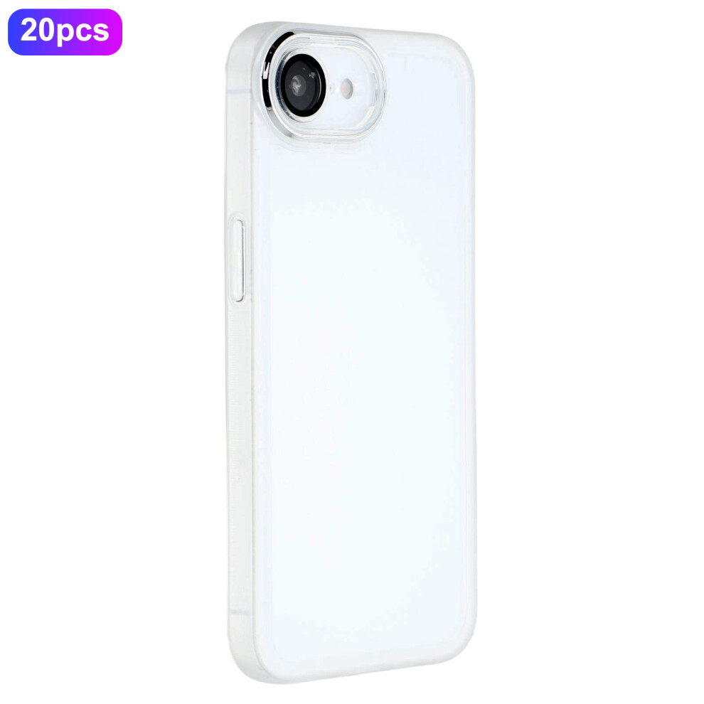 (Transparent ) Bulk Purchasing 20Pcs For Iphone 17E / 16E Case Electroplated Camera Frame Tpu Phone Cover Precise Cutouts White 6914290909377