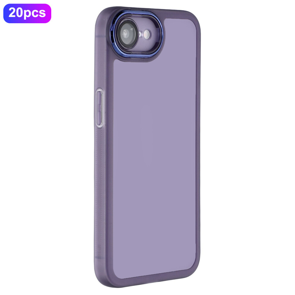 (Transparent ) Bulk Purchasing 20Pcs For Iphone 17E / 16E Case Electroplated Camera Frame Tpu Phone Cover Precise Cutouts Purple 6914292933479