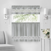 Achim Paige light filtering tier and valance set silver 55