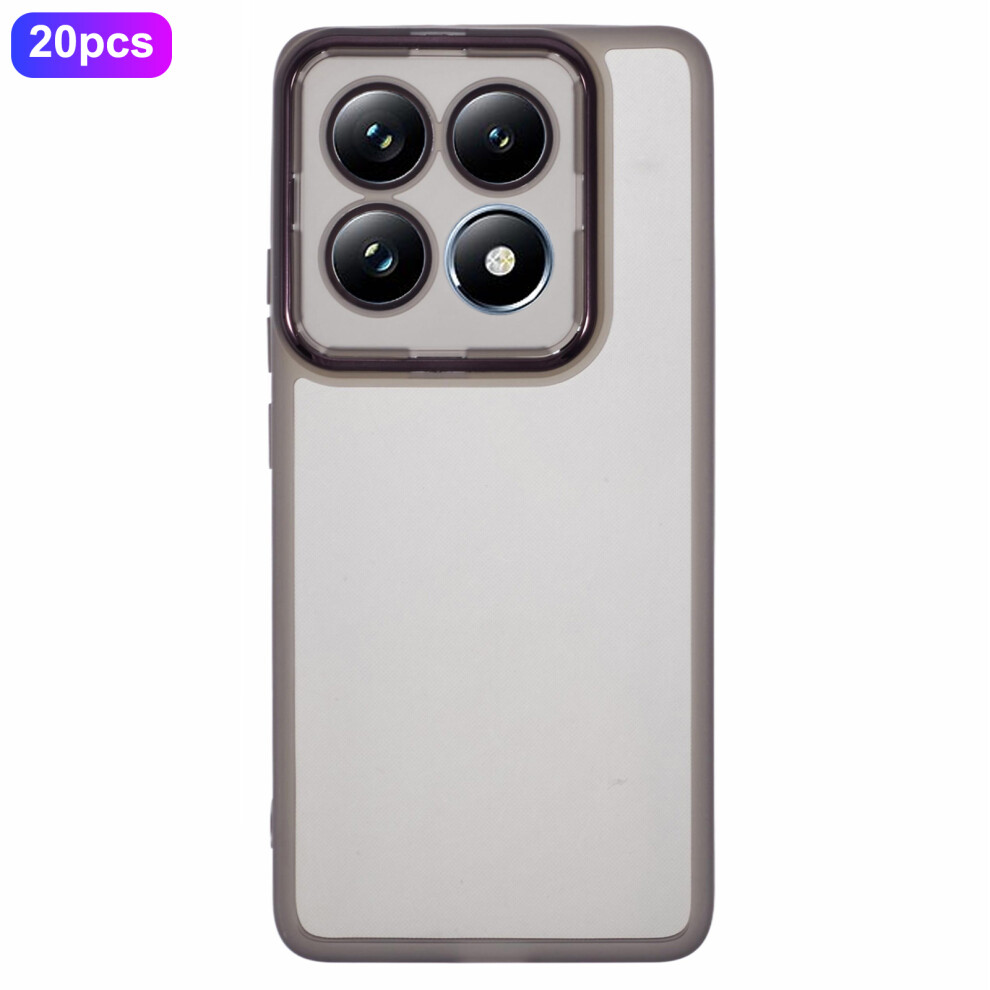 (Transparent ) Bulk Purchasing 20Pcs For Xiaomi 14T Case Electroplated Camera Frame Tpu Phone Cover Precise Cutouts Black 6914295538848