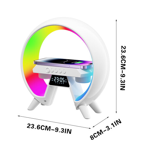 Λάμπα Leodye RGB με ασύρματο φορτιστή ηχείου και ρολόι 15W 2