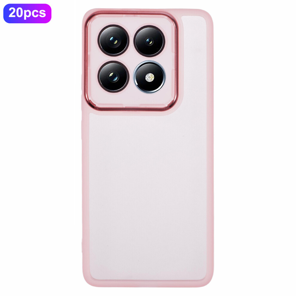(Transparent ) Bulk Purchasing 20Pcs For Xiaomi 14T Case Electroplated Camera Frame Tpu Phone Cover Precise Cutouts Pink 6914297401324