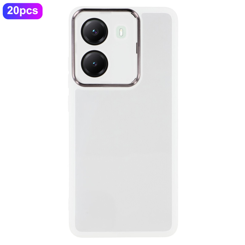 (Transparent ) Bulk Purchasing 20Pcs For Xiaomi Poco X7 Pro 5G Case Electroplated Camera Frame Tpu Phone Cover Precise Cutouts White 6914293946799