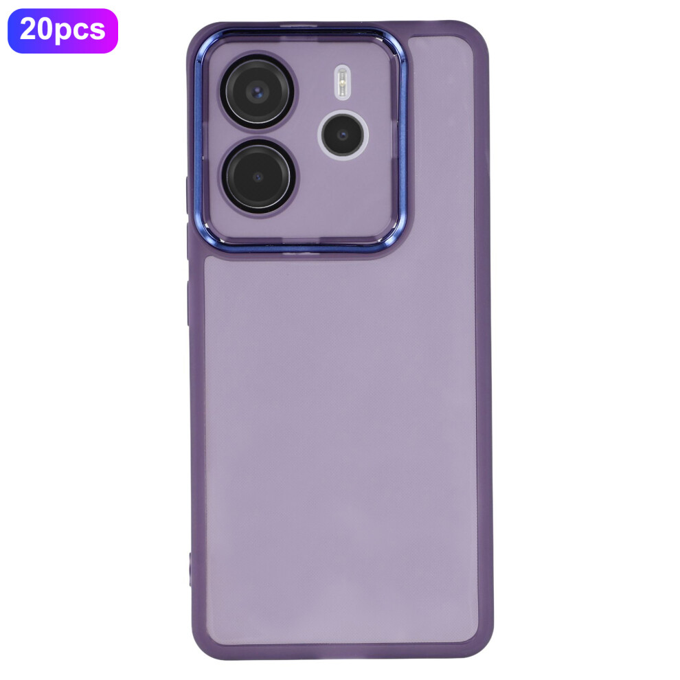 (Transparent ) Bulk Purchasing 20Pcs For Xiaomi Redmi Note 14 4G (164.84Mm) Case Electroplated Camera Frame Tpu Phone Cover Precise Cutouts Purple 6914298800522