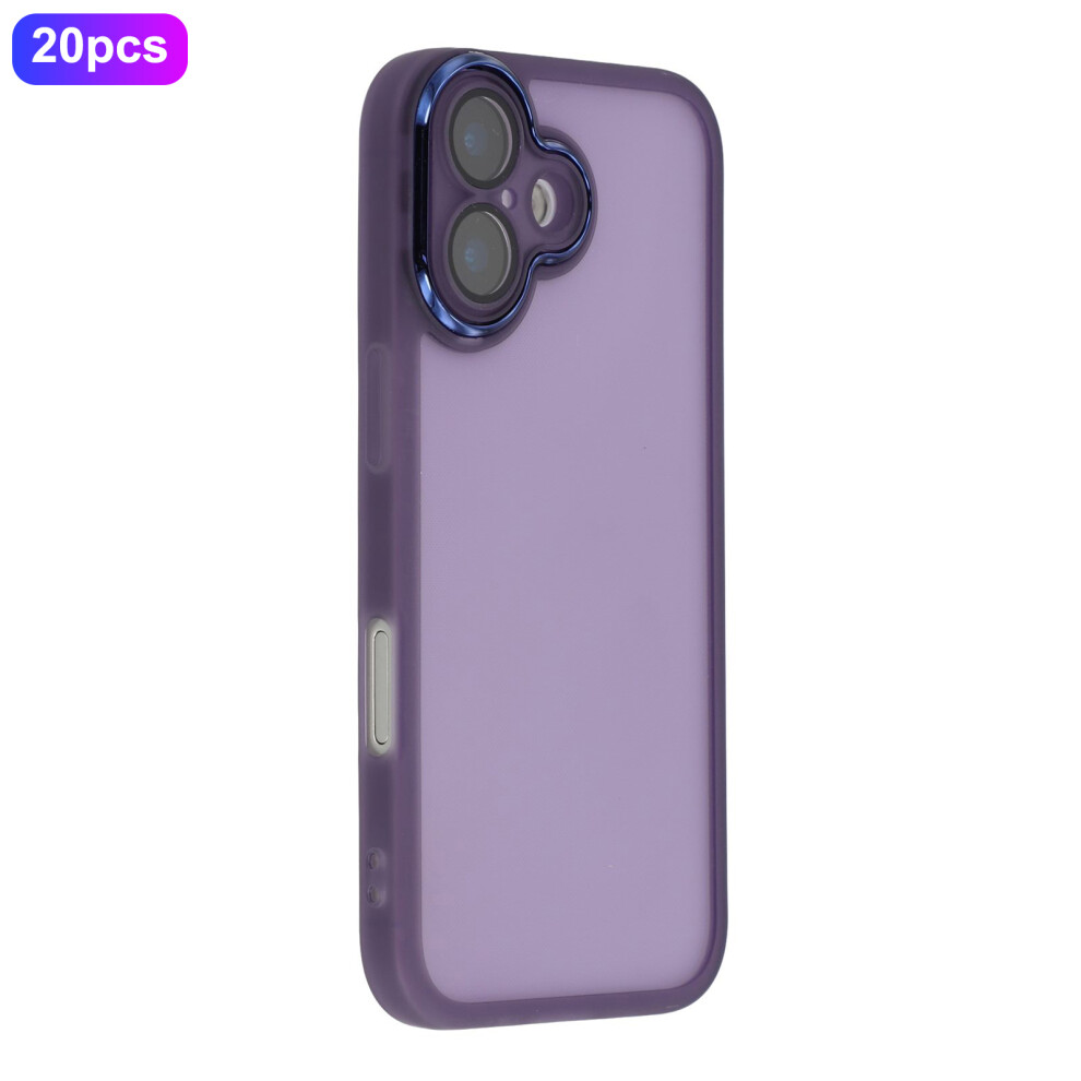 (Transparent ) Bulk Purchasing 20Pcs For Iphone 17 Case Electroplated Camera Frame Tpu Phone Cover Precise Cutouts Purple 6914294614352