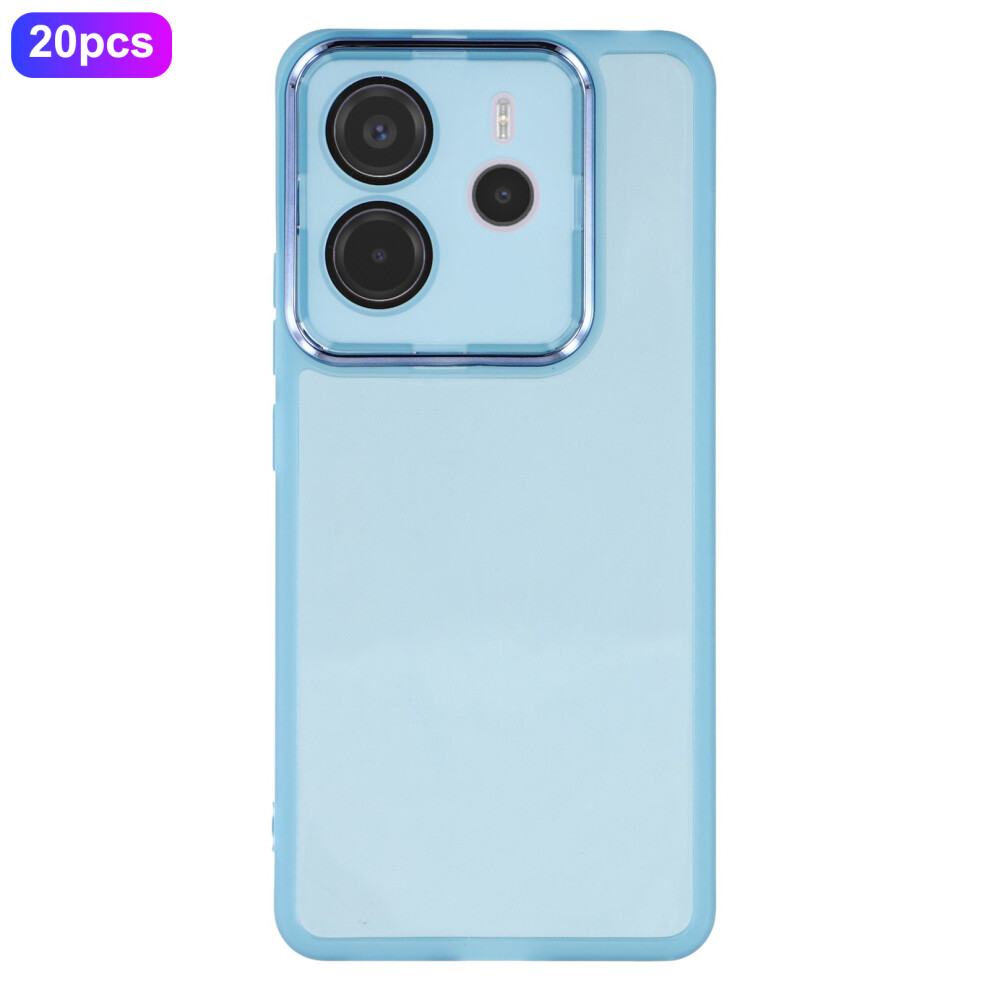 (Transparent ) Bulk Purchasing 20Pcs For Xiaomi Redmi Note 14 4G (164.84Mm) Case Electroplated Camera Frame Tpu Phone Cover Precise Cutouts Blue 6914293747662