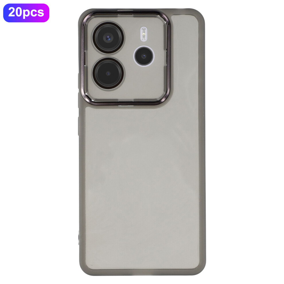 (Transparent ) Bulk Purchasing 20Pcs For Xiaomi Redmi Note 14 4G (164.84Mm) Case Electroplated Camera Frame Tpu Phone Cover Precise Cutouts Black 6914299760290