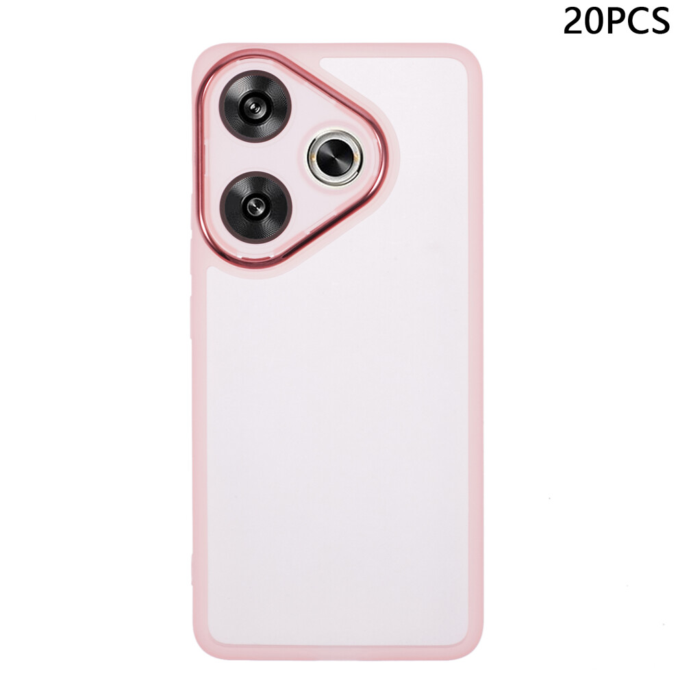 (Transparent ) Bulk Purchasing 20Pcs Tpu Case For Xiaomi Redmi Turbo 3 5G / Poco F6 5G Electroplated Camera Frame Phone Cover Precise Cutouts Pink 6914298523896
