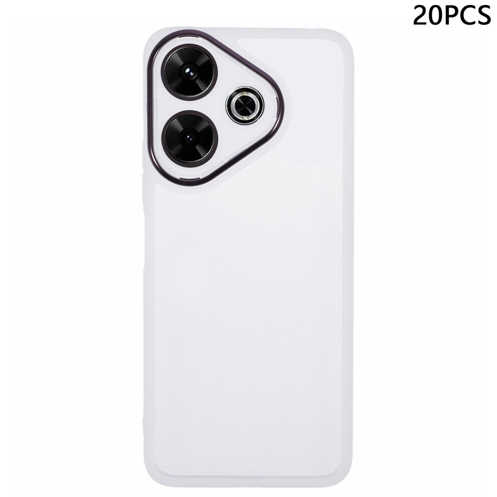 (Transparent ) Bulk Purchasing 20Pcs For Xiaomi Redmi 13 4G Case Electroplated Camera Frame Tpu Phone Cover Precise Cutouts White 6914299663096