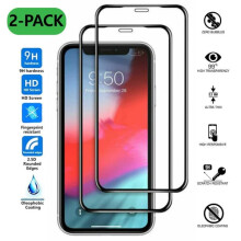Pacáiste 2 atá comhoiriúnach le Cosaint Scáileáin iPhone12HD, Gloine Tempered Snáithín Carbóin, dubh