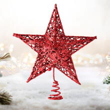 Étoile rouge pailletée pour sapin de Noël (1 pièce)