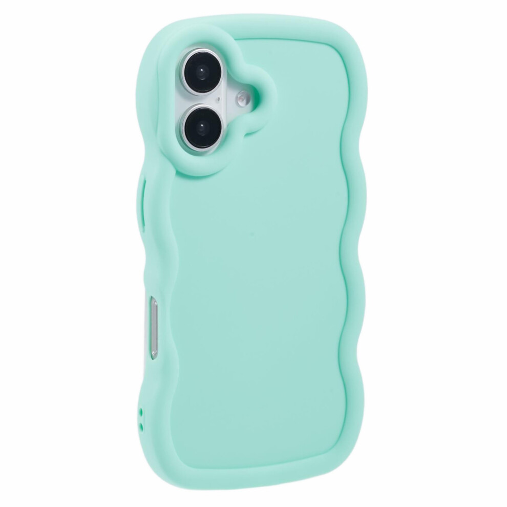 (Light ) For Iphone 17 Case Tpu Protective Phone Cover Unique Curly Wave Frame Green 6914296614824