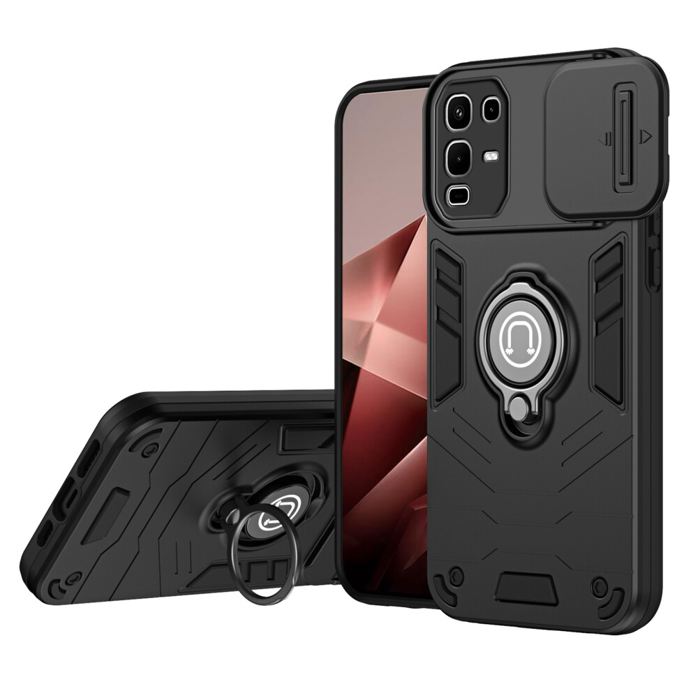 (Black) For Infinix Note 50S 5G Case Slide Camshield Kickstand Pc + Tpu Phone Cover Black 6914294510456