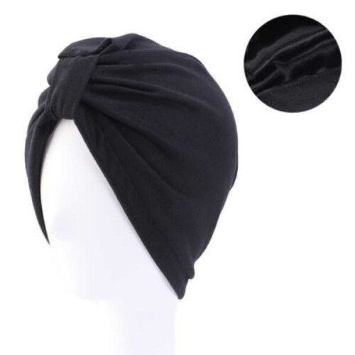 Satin Sleep Cap Turban Black One Size