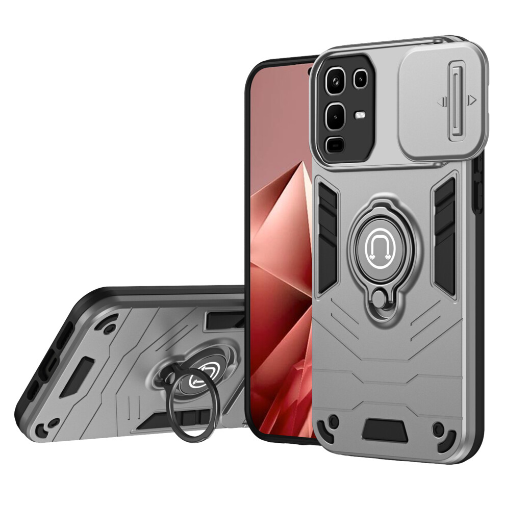 (Grey) For Infinix Note 50 4G Case Slide Camshield Kickstand Pc + Tpu Phone Cover Grey 6914298523247