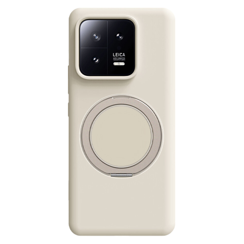 (Antique ) For Xiaomi 13 Magnetic Case Rotating Kickstand Liquid Silicone Pc Phone Cover Skin Touch White 6914291034412