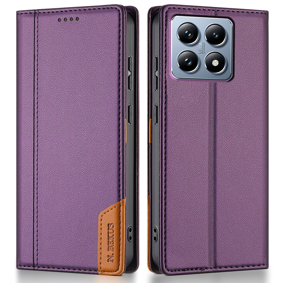 (Purple) N.bekus P3 For Xiaomi 14T Case Rfid Blocking Wallet Stand Pu Leather Flip Phone Cover Purple 6914291541842