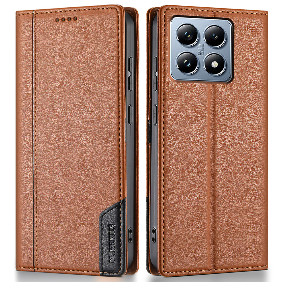 (Brown) N.bekus P3 For Xiaomi 14T Case Rfid Blocking Wallet Stand Pu Leather Flip Phone Cover Brown 6914298628508