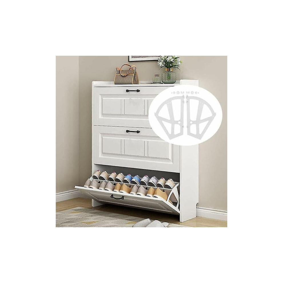Shoe Cabinet Double-Tier Hollow Shelf Rack White 962125193183