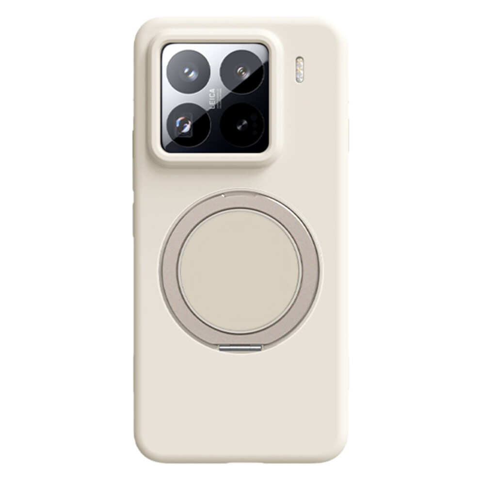 (Antique ) For Xiaomi 15 Magnetic Case Rotating Kickstand Liquid Silicone Pc Phone Cover Skin Touch White 6914296690385