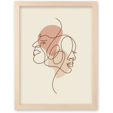 Affiche minimaliste représentant un couple, style dessin au trait, beige, 30 x 40 cm