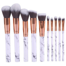 Lot de 10 pinceaux de maquillage professionnels, effet marbre