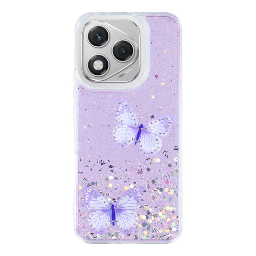 (Purple) For Honor 400 Lite 5G Case Epoxy Pvc Butterfly Tpu Aesthetics Phone Cover Purple 6914292651328