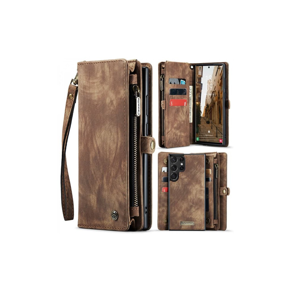 Caseme Wallet Case For Galaxy S23 Ultra 2-Slot Brown 962125202557