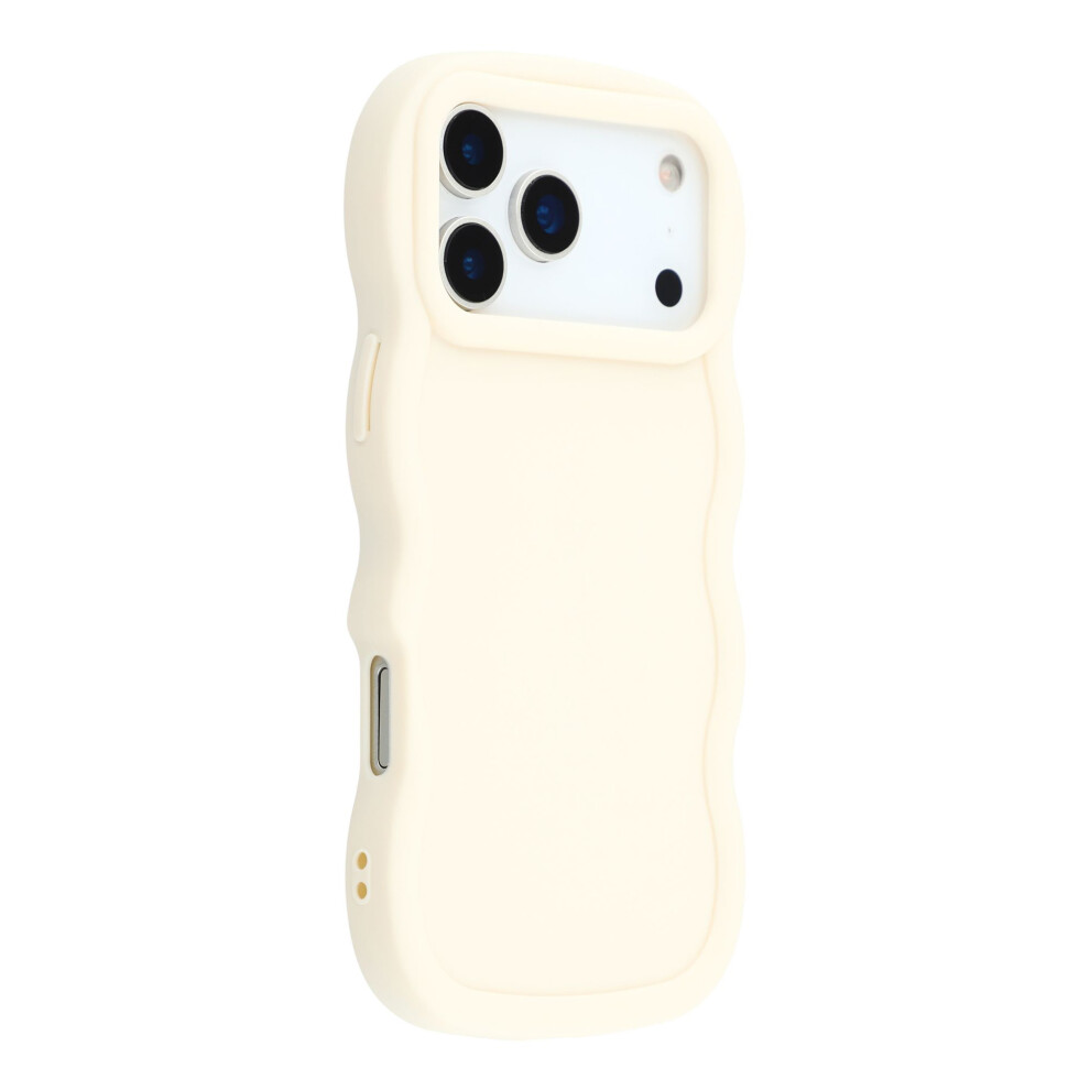 (White) For Iphone 17 Pro Case Tpu Protective Phone Cover Unique Curly Wave Frame White 6914298636794