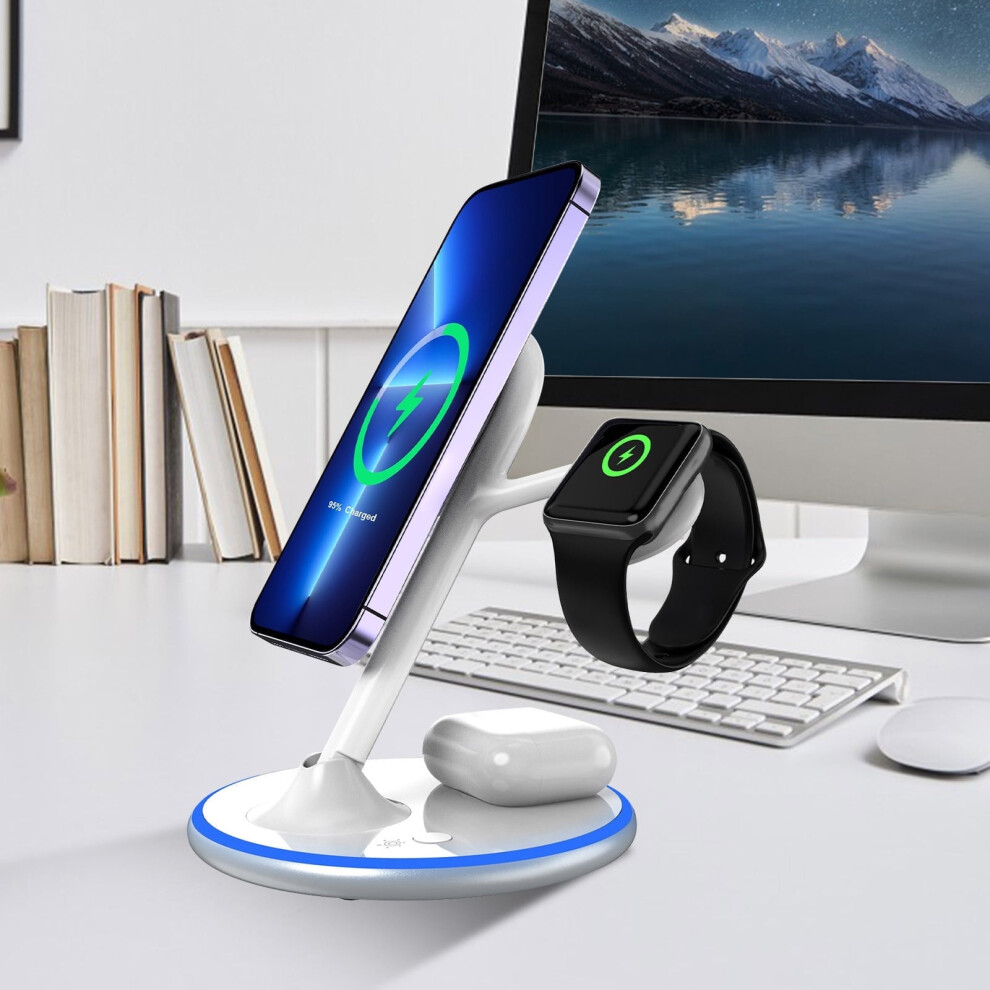 Txmfgh 3-In-1 Foldable Wireless Charger 15W Black/White 972700668388