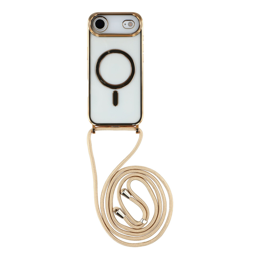 (Gold) For Iphone Air Case Compatible With Magsafe Electroplating Edge Tpu Phone Cover With Shoulder Strap Gold 6914290468447