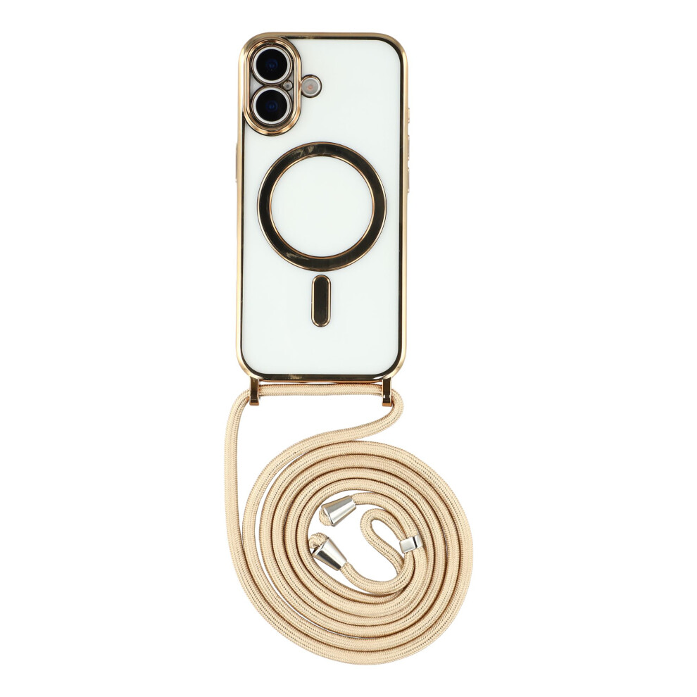 (Gold) For Iphone 17 Case Compatible With Magsafe Electroplating Edge Tpu Phone Cover With Shoulder Strap Gold 6914293782168