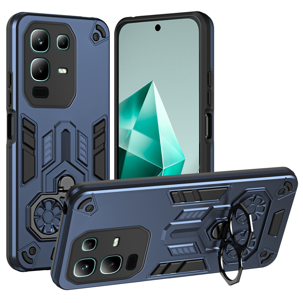 (Navy ) For Infinix Note 50X 5G Case Ring Holder Kickstand Pc + Tpu Shockproof Phone Cover Blue 6914291524722