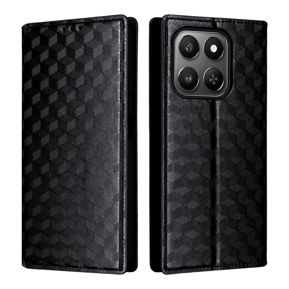 (Black) For Honor 400 Smart 5G / 4G / X7d 4G Case Wallet Rhombus Imprinted Leather Phone Cover Black 6914298722121