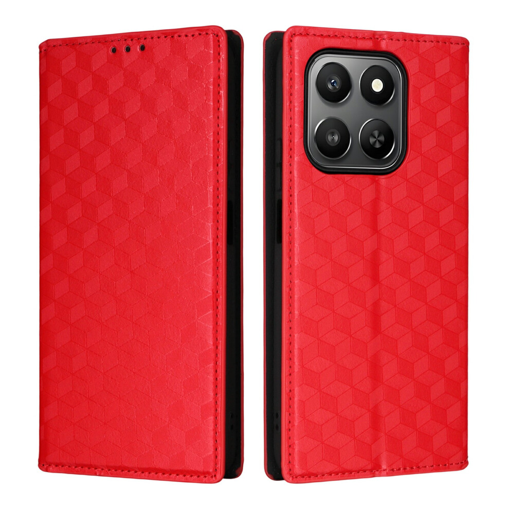 (Red) For Honor 400 Smart 5G / 4G / X7d 4G Case Wallet Rhombus Imprinted Leather Phone Cover Red 6914293570314